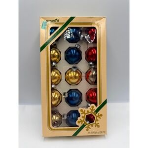 Pyramid 6" Glass Ornaments Vintage 15 Count Mini Baubles
